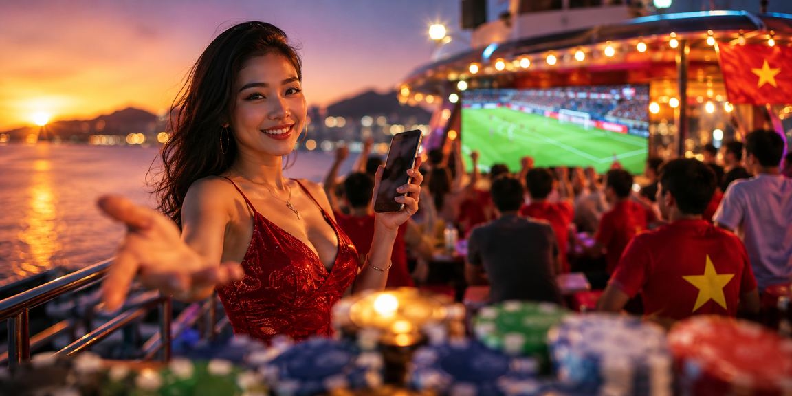 Người dùng xem và cá cược bóng đá tại bãi biển Phú Quốc
